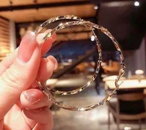 18K Gold Plated Twist Gold Hoop Earrings for Women thumbnail 1