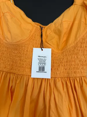 Showpo Raiza Shirred Waist Puff Sleeve Midi Dress in MARIGOLD 2 NWT thumbnail 7