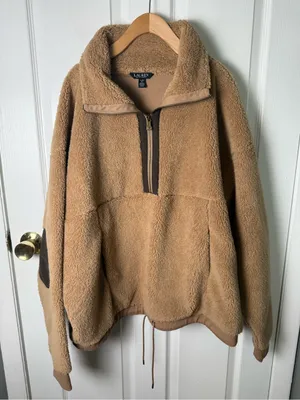 Lauren Ralph Lauren Sherpa Fleece Pullover in Camel XL thumbnail 2