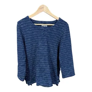 Madewell Striped Side-Lace Deep Navy and White Long sleeve Top thumbnail 7