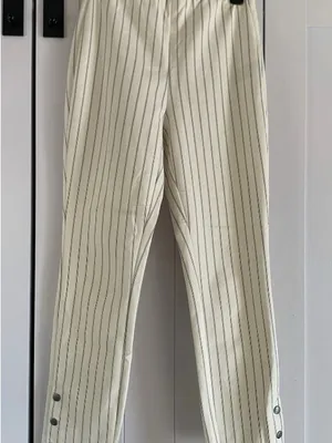 Rag & Bone Ankle Pants Womens 4 Cream Pinstripe Slim Crop Button Hem thumbnail 7