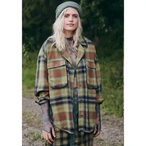 Free People Grunge 90s Flannel Plaid Izzie Cargo Shirt Jacket Shacket Medium thumbnail 3