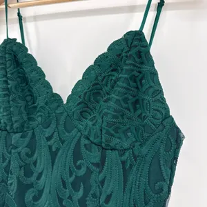 Bardot Gia Lace‎ Midi Dress Forest Green V-Neck Spaghetti Strap Womens Size 10/L thumbnail 4