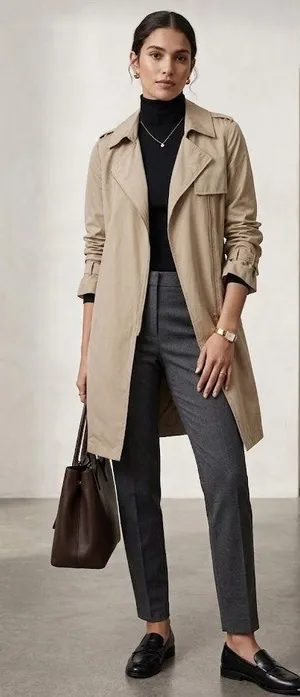 Mango Basics Khaki Moto Zip Trench Coat Womens XS Tan Neutral Classic Lightweight thumbnail 1