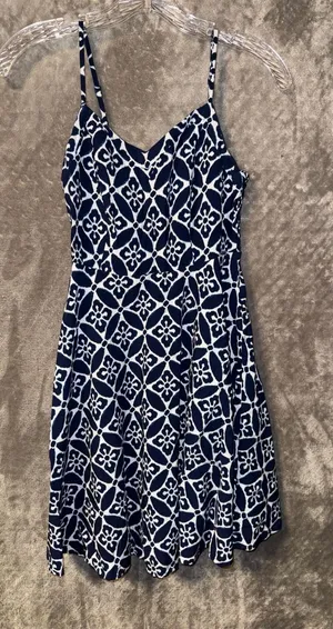 Old Navy Blue and White Geometric Print Sleeveless Dress Size XS thumbnail 1