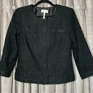Laundry by Shelli Segal Black Metallic Tweed Blazer thumbnail 16