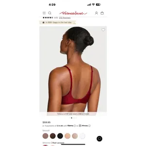 Women's Victoria's Secret Red Shimmer Smooth Bra 34B thumbnail 2