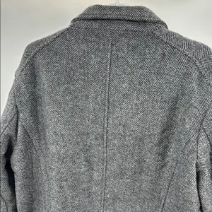 DKNY Charcoal Herringbone wool blend coat zip and button closure winter warm xl thumbnail 3