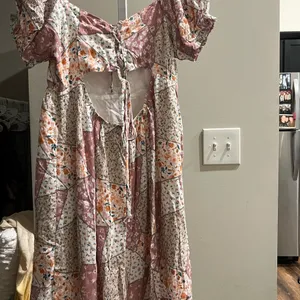 Hem & Thread Pink and Silver Puff Sleeve Sundress thumbnail 3