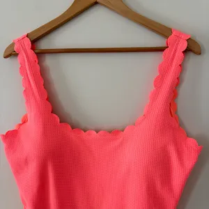 Aerie Waffle Scalloped One Piece‎ Swimsuit in a coral/neon Size XXL thumbnail 3