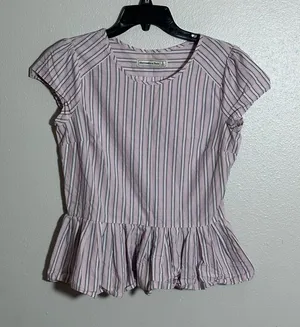 Abercrombie & Fitch Women Stripe Pink Peplum‎ Top Blouse size Small thumbnail 1