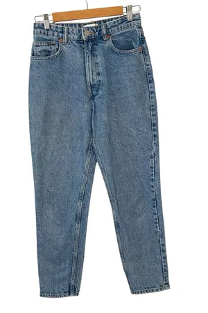 Zara highwaisted blue jeans barrel leg casual bohochic retro poetcore indie 4 thumbnail 1