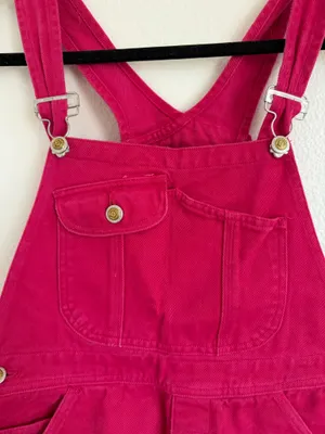 Vintage Pink Short Overalls Size M thumbnail 3