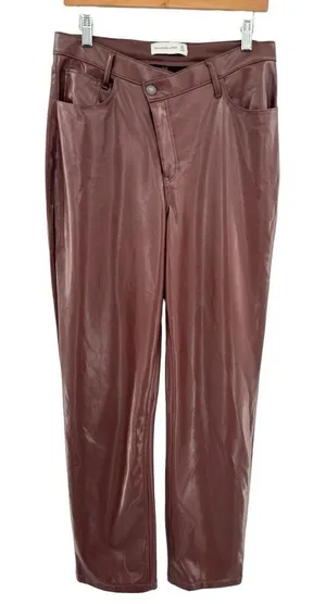 ABERCROMBIE & FITCH Criss-Cross Waist Vegan Leather‎ 90s Straight Pant Size 30 L thumbnail 1