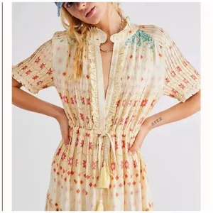 Free People Rare Feeling Cloud Combo Printed Tiered Floral Maxi Dress Size S thumbnail 4