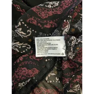 Knox Rose Sheer Paisley Lace Velvet Accent Boho Tunic Blouse Black Pink Women M thumbnail 6