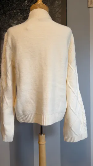 LOFT Cream Cable Turtleneck Sweater thumbnail 4
