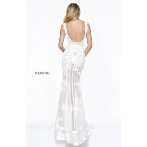 Sherri Hill 50906 White Lace‎ Mermaid Gown Sz 0 NWT $450 thumbnail 2