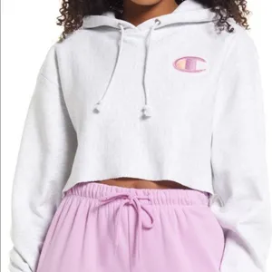 CHAMPION Reverse Weave Crop Hoodie In Gfs Silver Grey - XS thumbnail 1