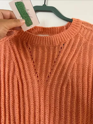 BiBi Bright Orange Short-Sleeve Crewneck Knit Top thumbnail 6