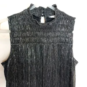 Nine West Black Silver Metallic Lined Sleeveless Party Shift Dress Size Large thumbnail 4