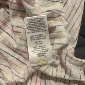 Maeve from Anthropologie White and Rainbow Striped Shirt Size Small. thumbnail 8