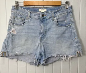 H&M Blue Jean Shorts Distressed‎ Frayed Hem Size 10 thumbnail 1