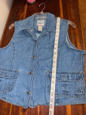 Vintage Jean Jacket Cropped Pockets cottagecore granny sleeveless vest thumbnail 8