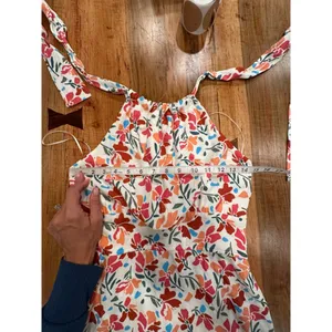 Francescas Veda Halter Mini Dress Womens Medium Floral Linen Blend NWT Summer thumbnail 11