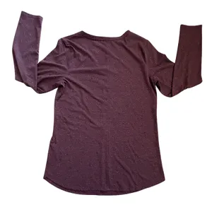 APT 9 Modern‎ Essentials V Neck Tunic Long Sleeve Shirt Burgundy Gold Glitter thumbnail 4