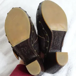 Kork-Ease Dark Chocolate Brown Leather Buckle High Heel Mule Clogs Size US 6 thumbnail 5