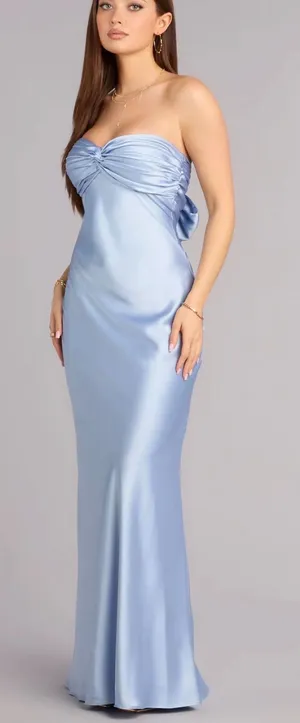Windsor Baby blue Long Formal Strapless Dress thumbnail 1