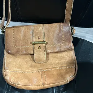 Vintage Fossil Tan Leather Crossbody Bag thumbnail 3