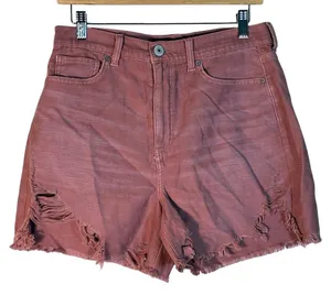American Eagle Highest Rise Mom Short Distressed Denim Rose Pink Size 8 thumbnail 1