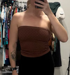 NWOT Free People Intimately Brown Beige Honey Textured Top Sleeveless M L Boho thumbnail 1