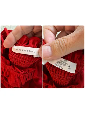 Altar’d‎ State Red Smocked Ruffle Peplum Tie Strap Tank Top Women’s Size S thumbnail 5