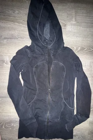 Vtg Lululemon Scuba Hoodie Women’s 6-8 Black Full Zip Yoga Jacket Thumb Holes thumbnail 1