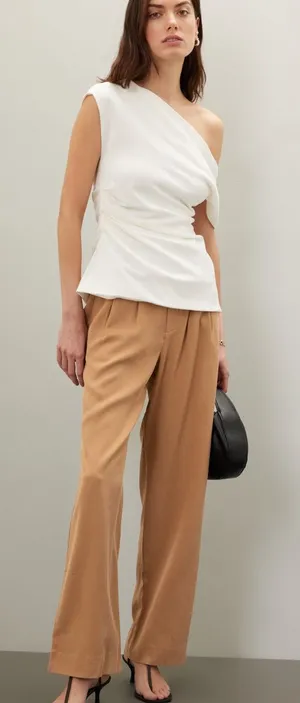 Reformation Mason‎ Pleated Brown Workwear Trousers Size 8 thumbnail 1