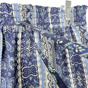 Boho Paisley Patchwork Maxi Skirt Tiered Elastic Waist Floral Blue Womens Size M thumbnail 4