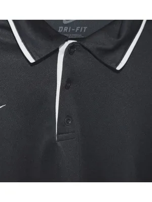 Nike Dri-Fit Black Golf Polo Shirt White Trim Size XL Short Sleeve White Piping thumbnail 5