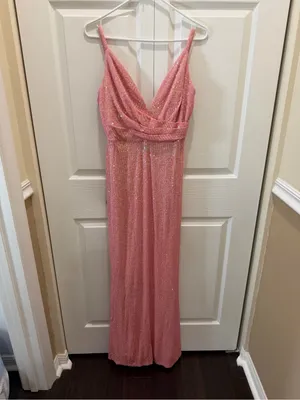 IEENA by MAC DUGGAL Sequined Draped V Neck Gown size 8 thumbnail 3