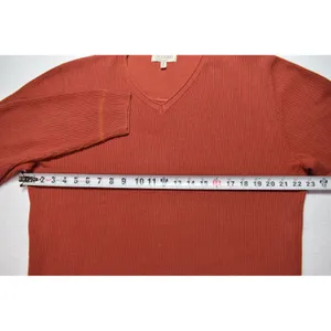 Islander Womens Terracotta Orange 100% Cotton Ribbed V-Neck Sweater Size M thumbnail 6