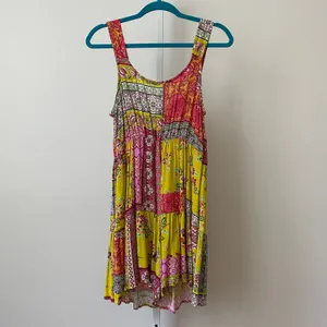 Boho Fairy Beachy Relaxed Patchwork Romper M Yellow Multi Size M thumbnail 7