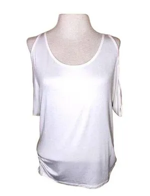 White Shirt Cold Shoulder Lightweight Top New S thumbnail 1
