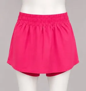 Pinspark Hot Pink Athletic Skort Smocked Waist Built-in Shorts Womens Medium NEW thumbnail 1