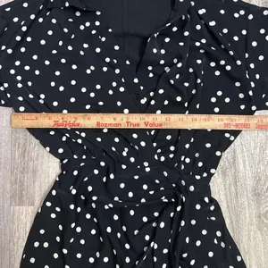 Abercrombie & Fitch Black Polka Dot Long Sleeve Wrap Mini Dress XS Tall thumbnail 8