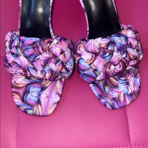 SHEIN Graphic Weave Heeled Mule Sandals thumbnail 3