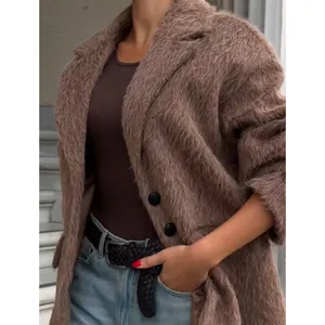Women Faux Fur Jacket Soft Warm Plush Coat Outerwear Elegant Chic thumbnail 2