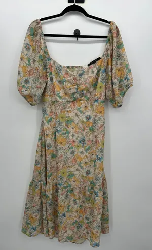 19‎ Cooper Floral Milkmaid Midi Dress Sz XL Puff Sleeve Cottagecore Romantic thumbnail 1