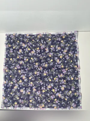 Kenzo Purple Floral Striped Cotton Square Scarf Handkerchief Neckerchief Bandana thumbnail 4